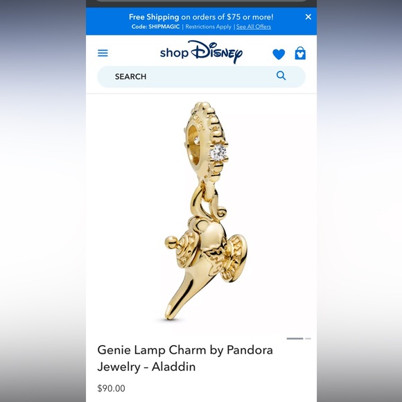Pandora x Disney Aladdin Genie Lamp Charm - Picture 6 of 6